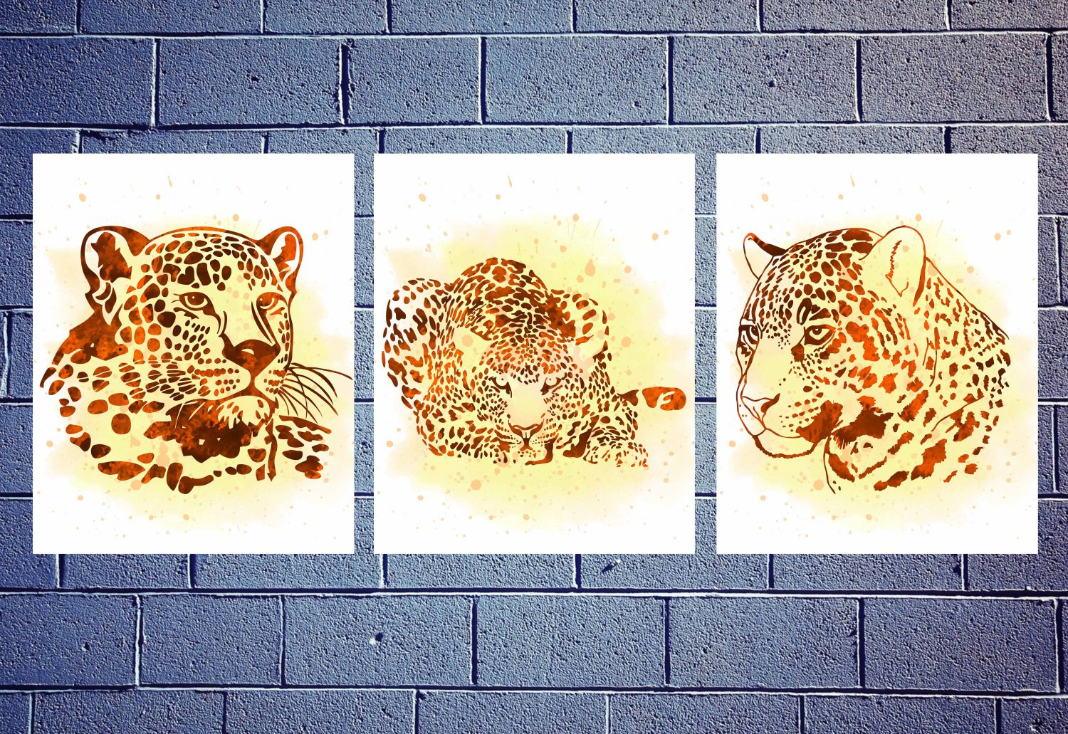 Digital files, Leopard Animals Set print, poster watercolor nursery room home decor