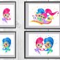 Digital files, Shimmer and Shine Set print, poster watercolor nursery room home decor,