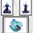 Digital files, Disney Hercules Hades Set print, poster watercolor nursery room home decor