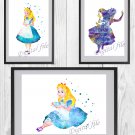 Digital files, Disney Alice In Wonderland Set print, poster watercolor nursery room home decor