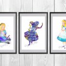 Digital files, Disney Alice In Wonderland Set print, poster watercolor nursery room home decor