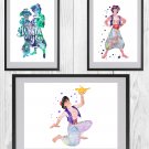 Digital files, Disney Jasmine Aladdin Set print, poster watercolor nursery room home decor