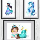 Digital files, Disney Jasmine Aladdin Set print, poster watercolor nursery room home decor