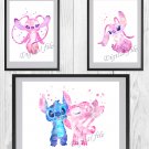 Digital files, Angel Lilo & Stitch Disney Set print, poster watercolor nursery room home decor