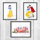 Digital files, Snow White and the Seven Dwarfs Disney Set print, poster watercolor nursery room