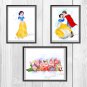 Digital files, Snow White and the Seven Dwarfs Disney Set print, poster watercolor nursery room