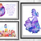 Digital files, Snow White and the Seven Dwarfs Disney Set print, poster watercolor nursery room