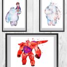 Digital files, Baymax Big Hero 6 Disney Set print, poster watercolor nursery room home decor