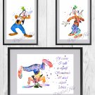 Digital files, Goofy Disney Set print, poster watercolor nursery room home decor