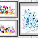Mickey Mouse Disney Set Minnie print, poster watercolor nursery room decor Digital files