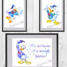Digital files, Donald Duck Disney Set print, poster watercolor nursery room home decor