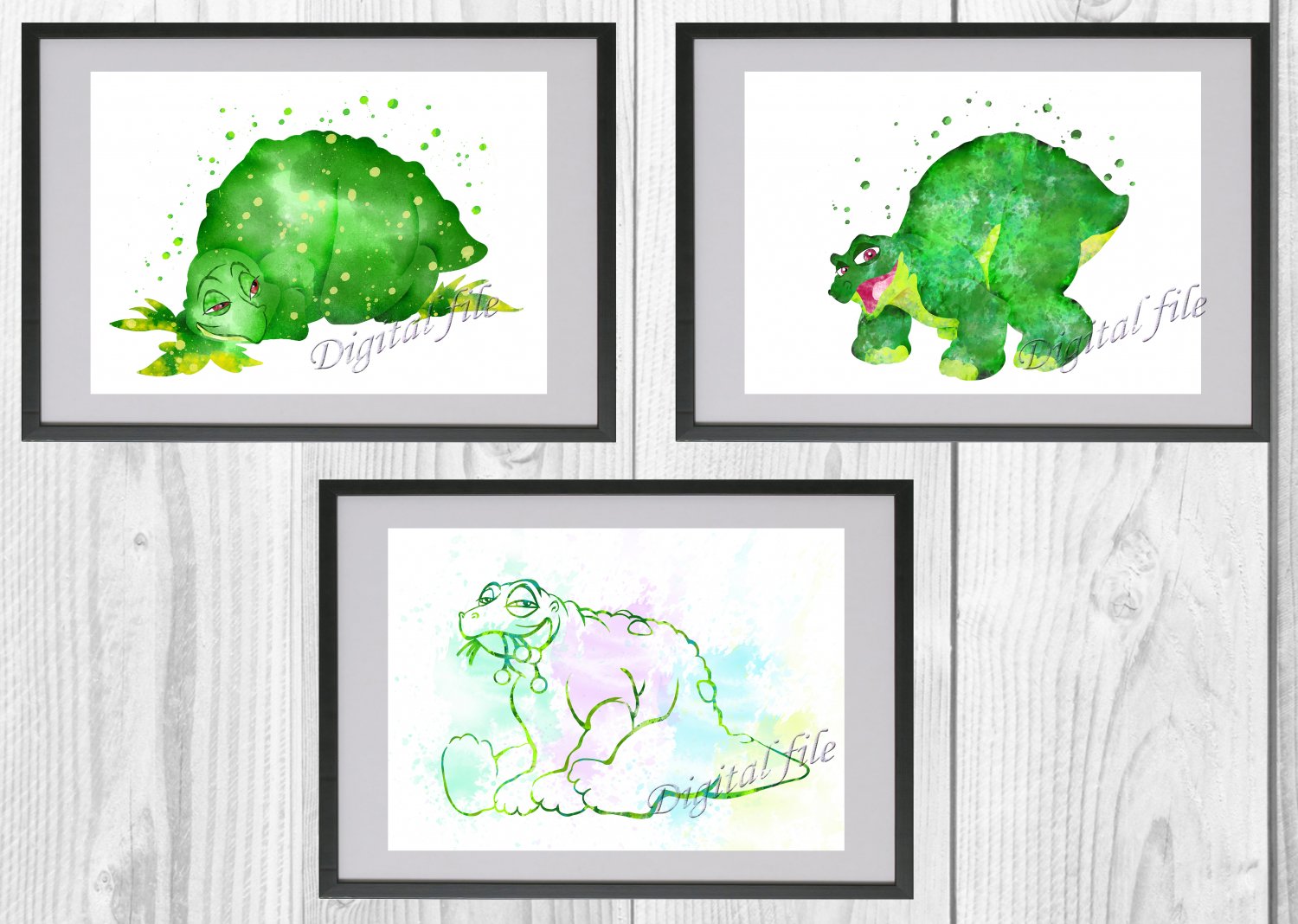 Digital files, Land Before Time Spike Disney Set print, poster watercolor nursery room home decor