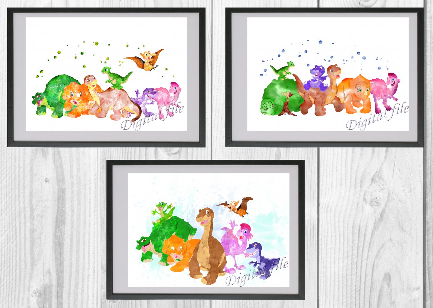 Digital files, Land Before Time Disney Set print, poster watercolor nursery room home decor