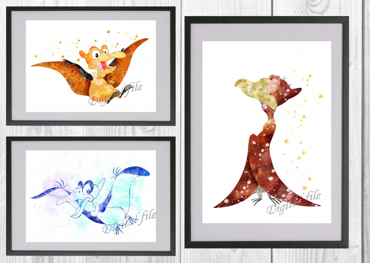 Digital files, Land Before Time Petrie Disney Set print, poster watercolor nursery room home decor