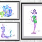 Digital files, Monsters, Inc Disney Set print, poster watercolor nursery room home decor