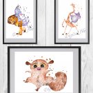 Digital files, Madagascar Disney Set print, poster watercolor nursery room home decor