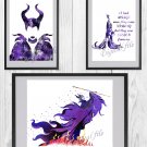 Digital files, Maleficent Disney Set print, poster watercolor nursery room home decor