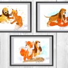 Digital files, Fox and the Hound Disney Set print, poster watercolor nursery room home decor