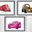 Digital files, Cars Lightning McQueen Disney print, baby poster watercolor nursery room decor