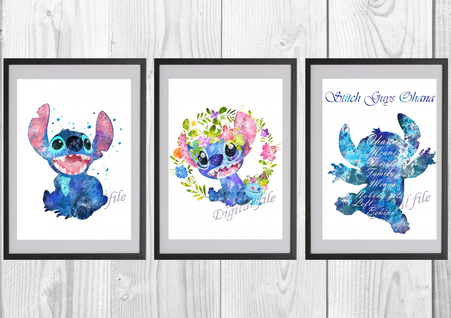 Digital files, Lilo & Stitch Disney Set print, poster watercolor nursery room home decor