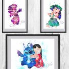 Digital files, Lilo & Stitch Disney Set print, poster watercolor nursery room home decor