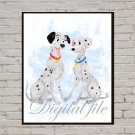 Digital file, 101 Dalmatians Disney print, baby poster watercolor nursery room home decor