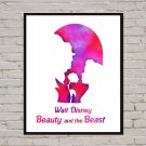 Digital file, Beauty and the Beast Disney print, baby poster watercolor nursery room home decor