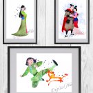 Digital files, Mulan set Disney print, baby poster watercolor nursery room home decor