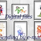 Digital files, Mulan Mushu set Disney print, baby poster watercolor nursery room home decor