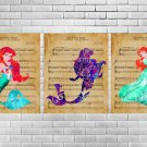 Digital files, Little Mermaid Ariel Disney Set print, poster watercolor nursery room home decor