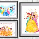 Digital files, Princess Disney print, baby Arielle Belle poster watercolor nursery room home decor