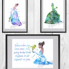Digital files, Princess and the Frog Tiana Disney Set print, poster watercolor nursery room decor