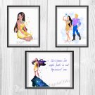 Digital files, Princess Pocahontas Disney Set print, poster watercolor nursery room decor