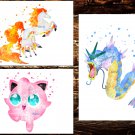 Digital files, Pokemon Anime Set print, poster watercolor nursery room home decor