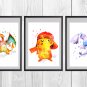 Digital files, Pikachu Pokemon Anime Set print, poster watercolor nursery room decor