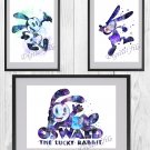 Digital files, Oswald the Lucky Rabbit Disney Set print, poster watercolor nursery room decor