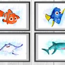 Digital files, Finding Nemo Disney Set print, poster watercolor nursery room decor