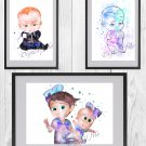 Digital files, Boss Baby Disney Set print, poster watercolor nursery room decor