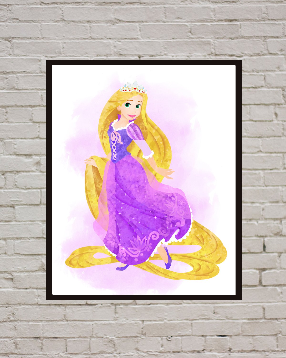 Digital files, Tangled print, Rapunzel poster watercolor nursery room home decor, room walls