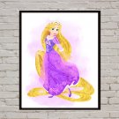 Digital files, Tangled print, Rapunzel poster watercolor nursery room home decor, room walls
