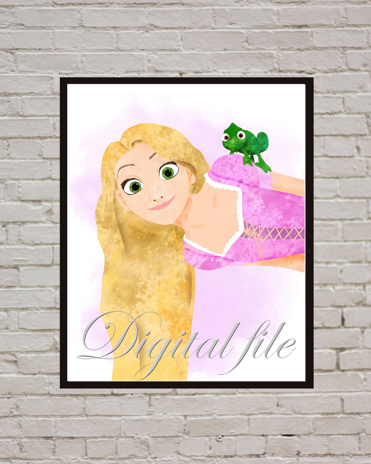 Digital files, Tangled print, Rapunzel poster watercolor nursery room home decor, room walls
