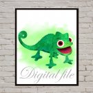 Digital files, Pascal Tangled print, Rapunzel poster watercolor nursery room home decor, room walls