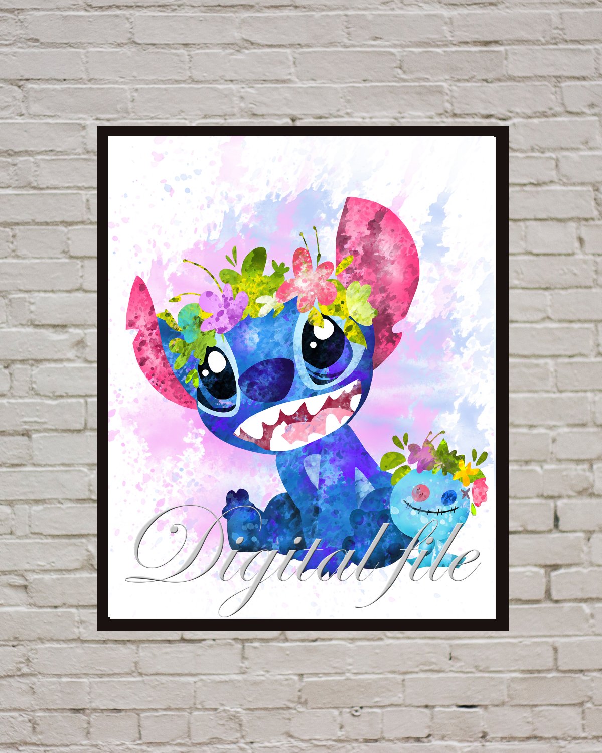 Digital file, Lilo & Stitch Disney print, baby poster watercolor ...