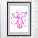 Digital file, Lilo & Stitch Angel Disney print, baby poster watercolor nursery room home decor