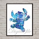 Digital file, Lilo & Stitch Disney print, baby poster watercolor nursery room home decor