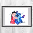 Digital file, Lilo & Stitch Disney print, baby poster watercolor nursery room home decor