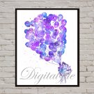 Digital files, Up print, Balloons poster watercolor nursery room wall decor