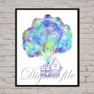 Digital files, Up print, Balloons poster watercolor nursery room wall decor