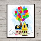 Digital files, Up baby print, Balloons poster watercolor nursery room wall decor