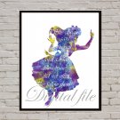 Digital files, Alice In Wonderland Disney print, poster watercolor nursery room decor